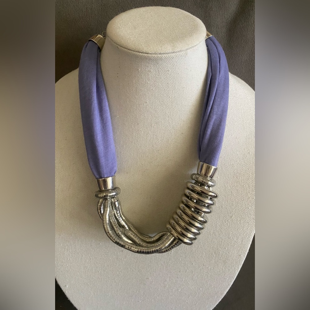 Nordstrom, Flexible Snake Serpentine Silver & Purple Statement Necklace
